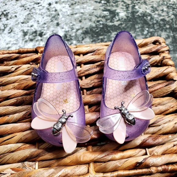 Mini Melissa Ultragirl Dragonfly Purple Flats - Picture 1 of 4